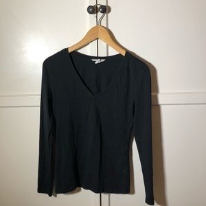 Forever 21 Black V-Neck Long Sleeve Top